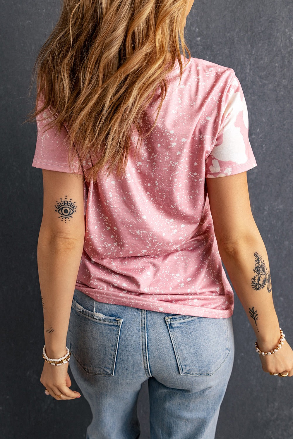 Pride Pink Tie Dye Color Bleached Short Sleeve T Shirt