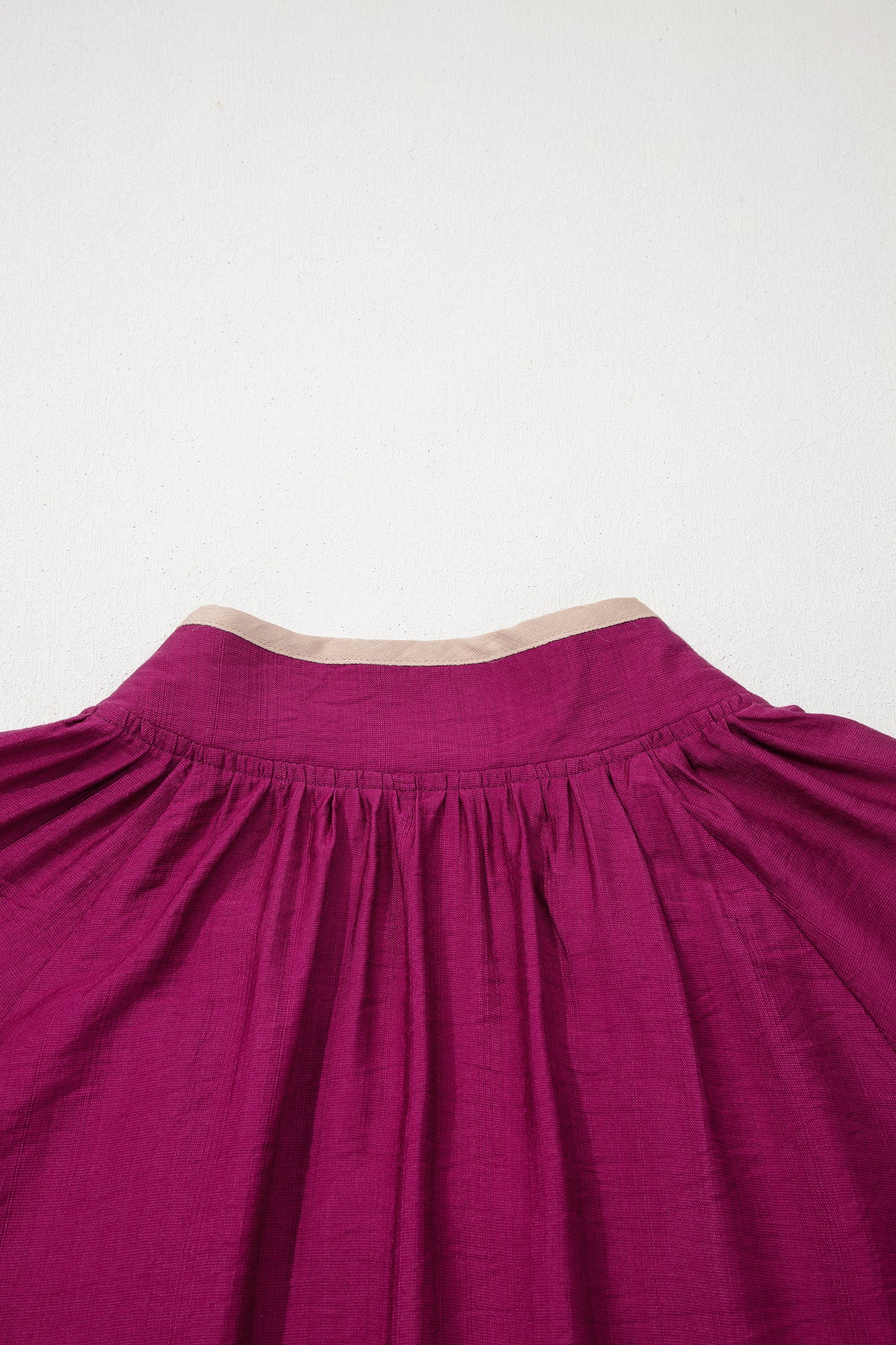 Wild Ginger Plus Size Contrast Trim Button V Neck Puffy Bracelet Sleeve Blouse