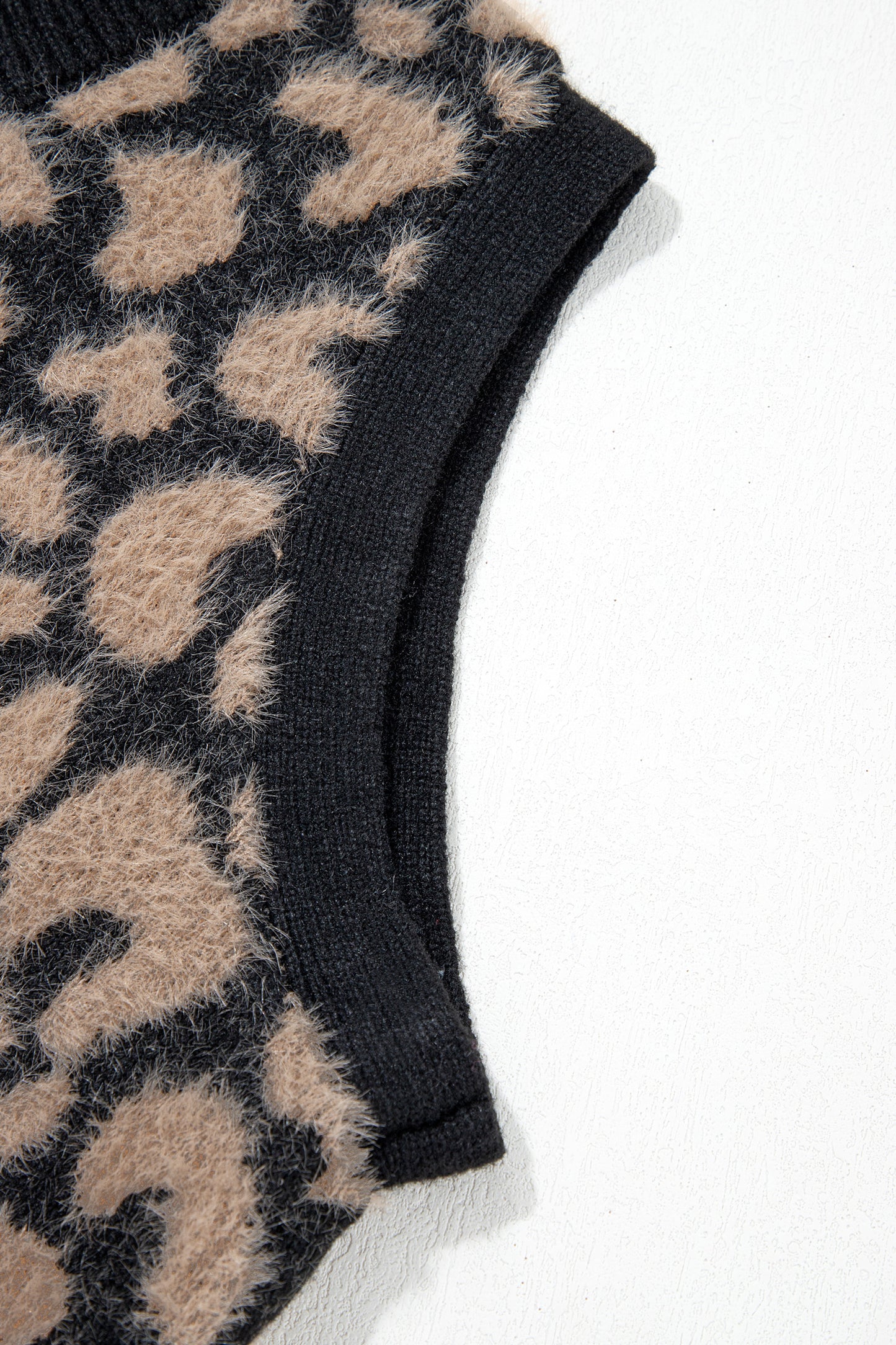 Pink Leopard Print Knit Sleeveless Regular Wash Sweater Vest