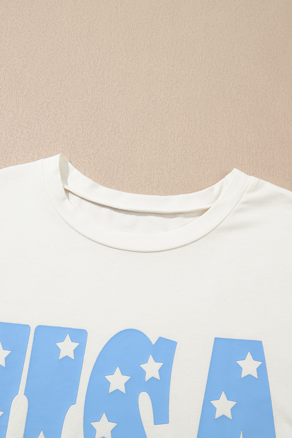 Sky Blue USA Graphic Crewneck Plus Size Patriotic Tee