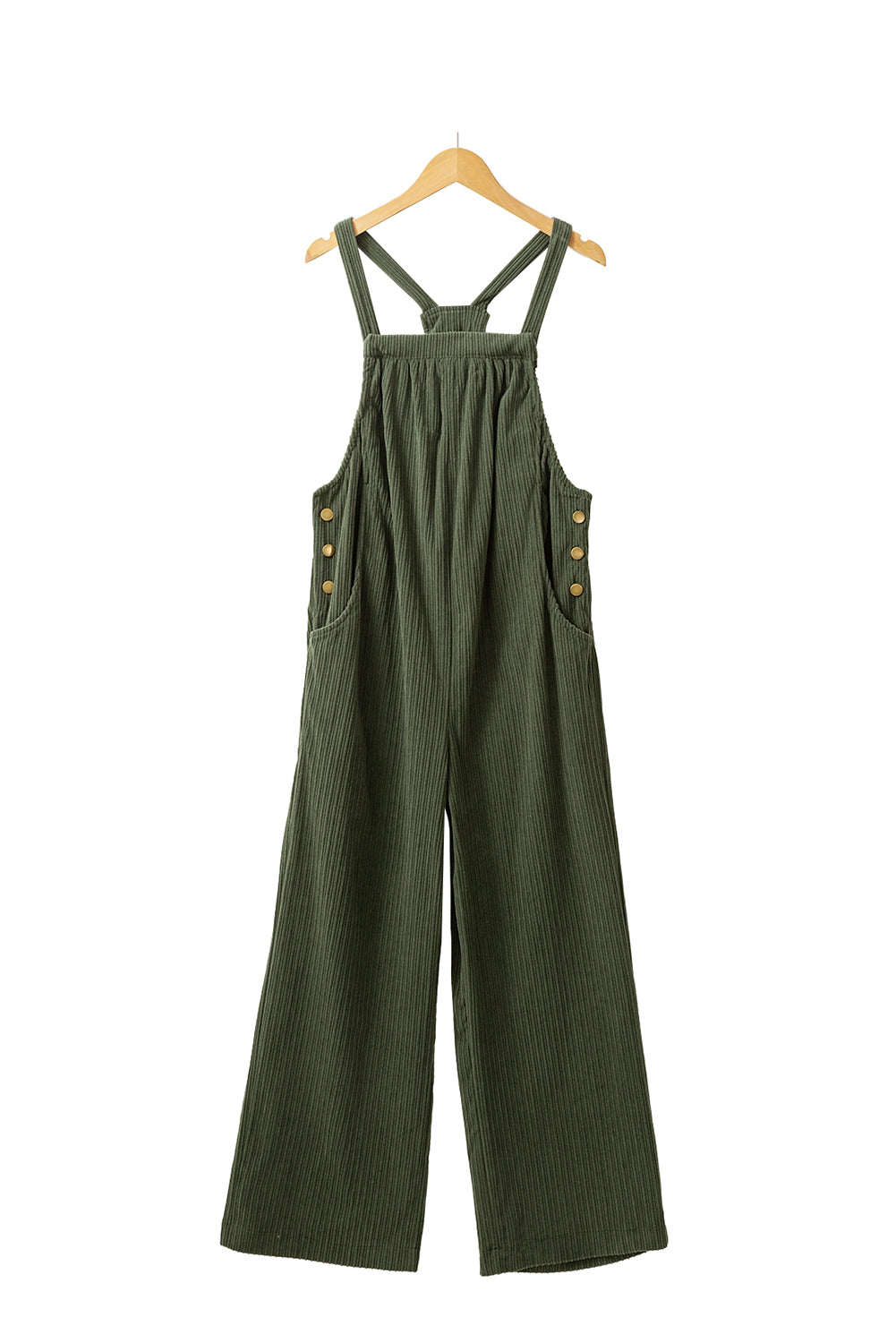 Solid Pocketed Loose Fit Corduroy Overall