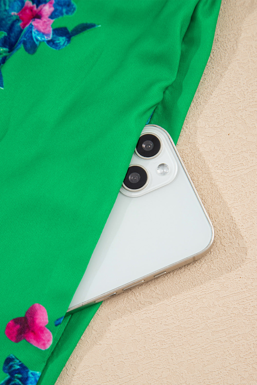 Green Floral Print Contrast Trim Knotted Straps Midi Dress