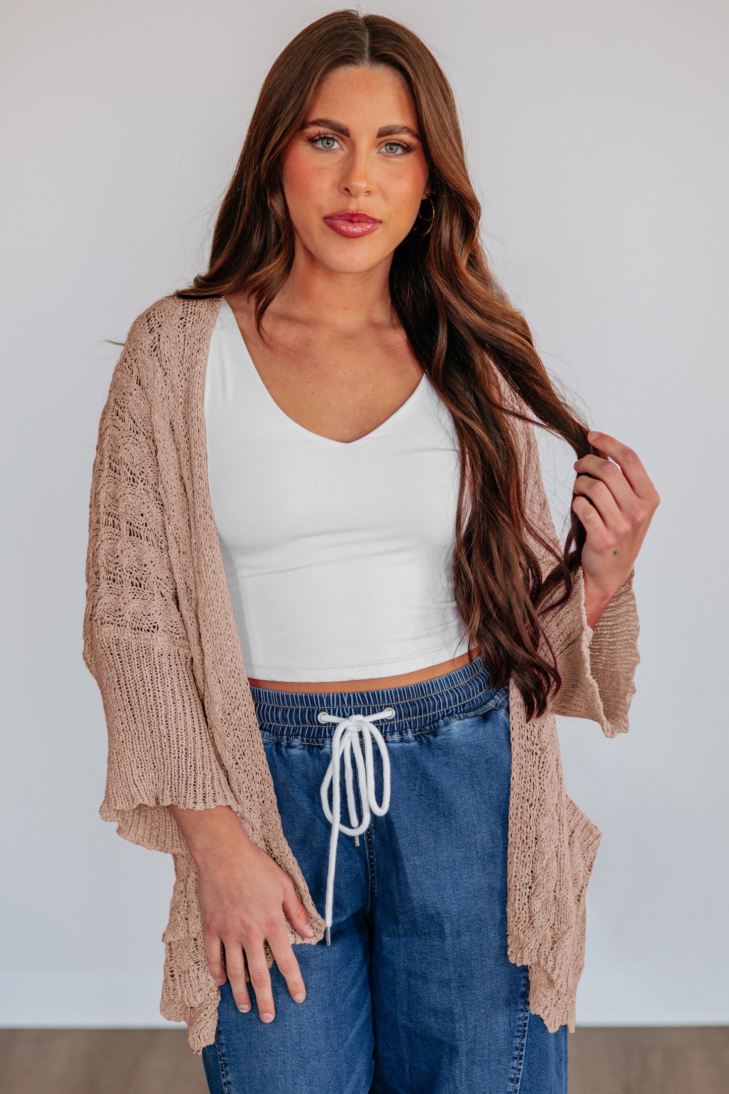 Open Knit Acrylic Cardigan Beach Boho Lightweight