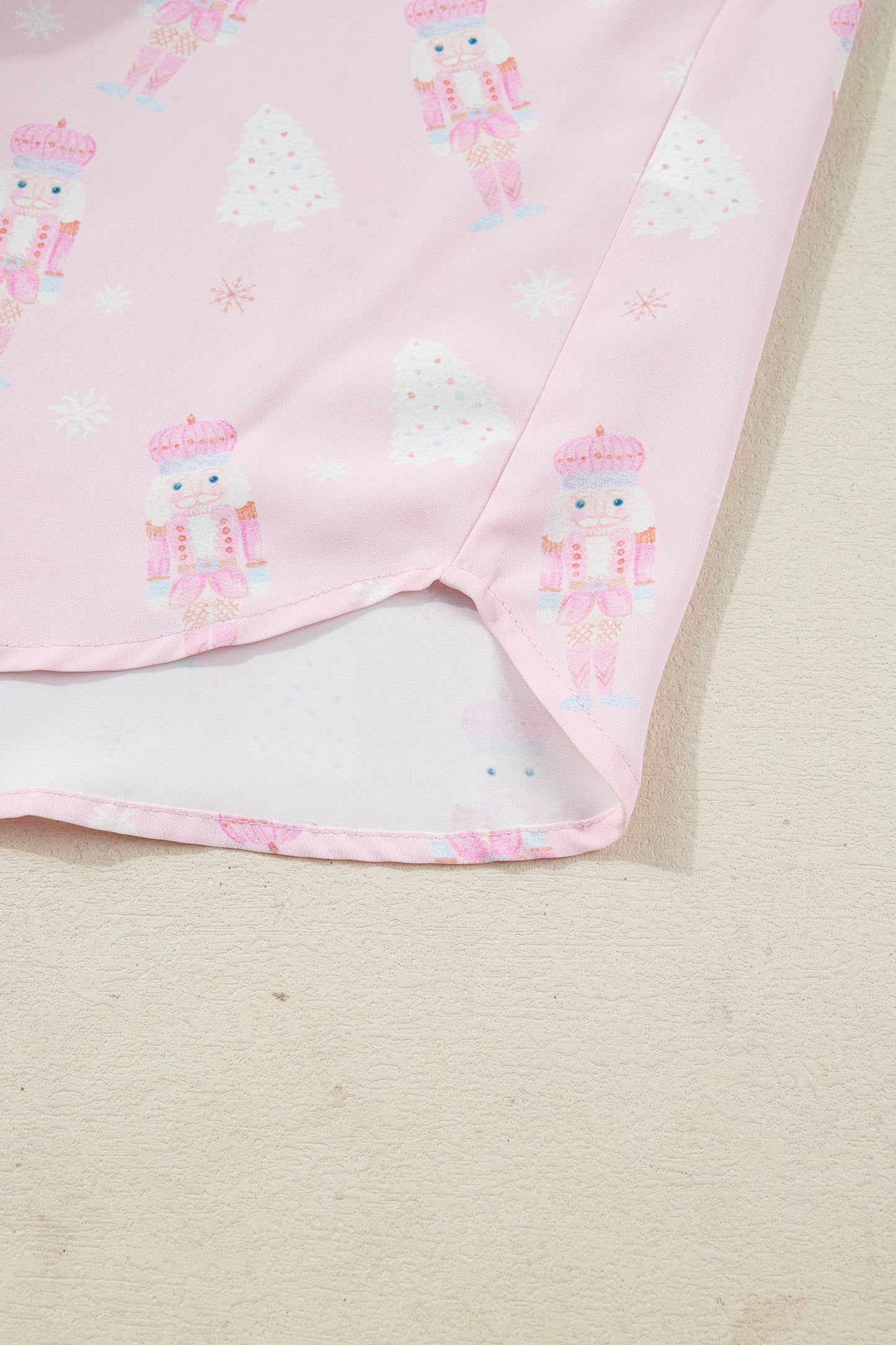 Pink Bow Tie Front Christmas Nutcracker Long Sleeve Shirt Shorts Pajama Set