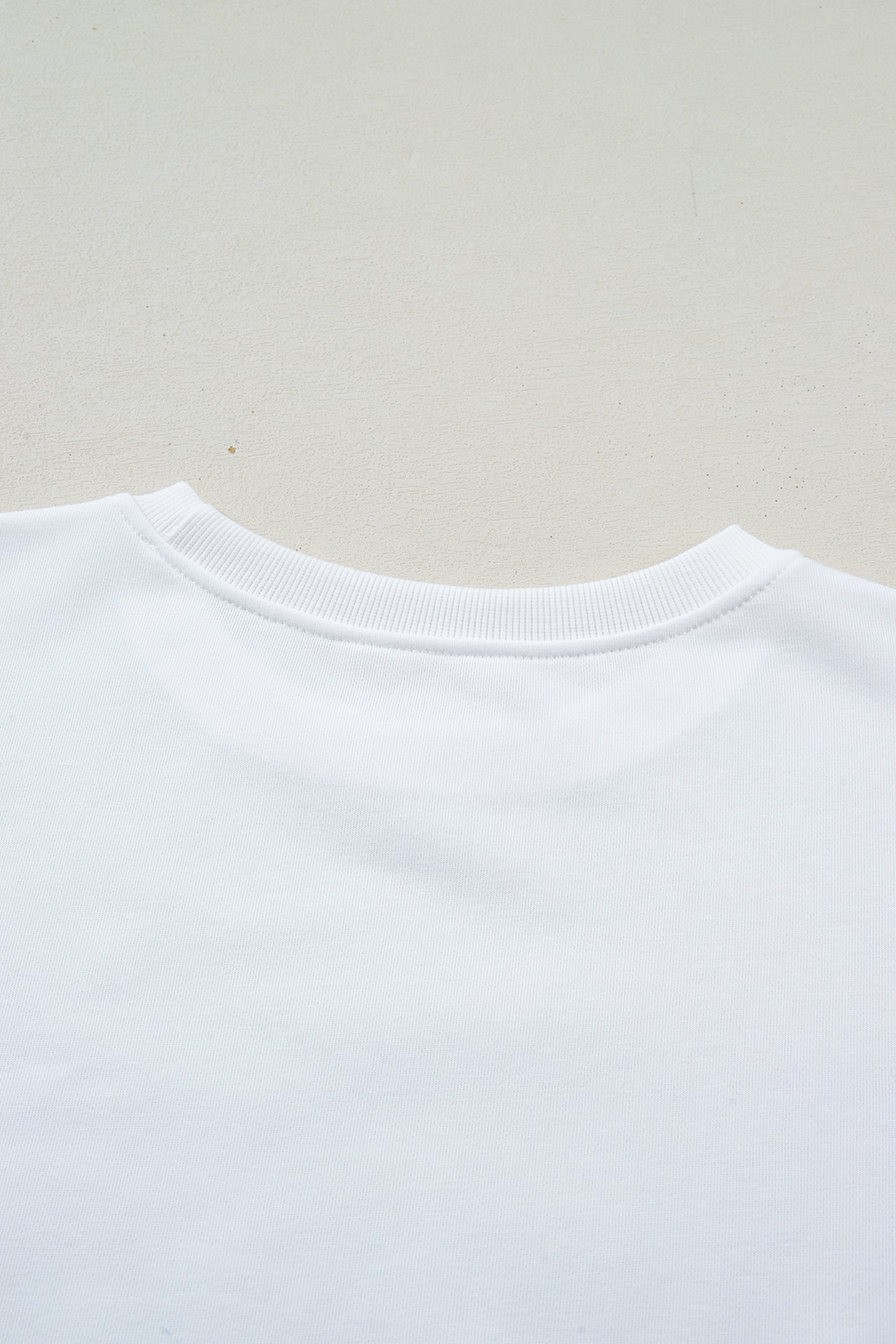 White Solid Color Dropped Shoulder Long Sleeve Top