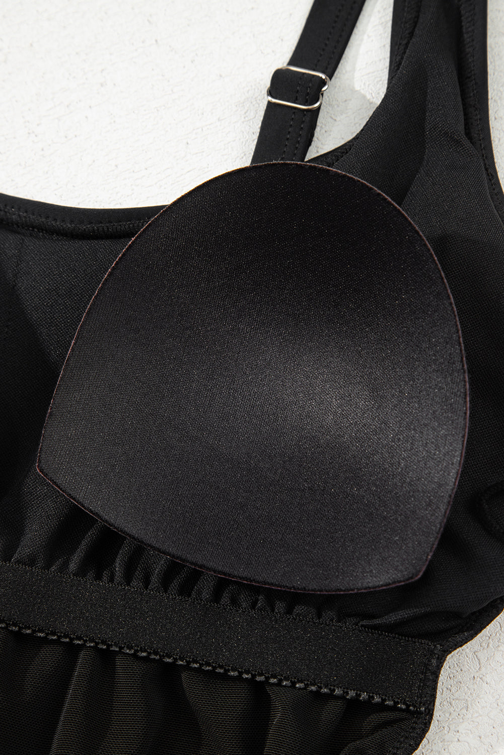 Black U Neck Adjustable Straps Knotted Skirt Patchwork One Piece Swimsuit