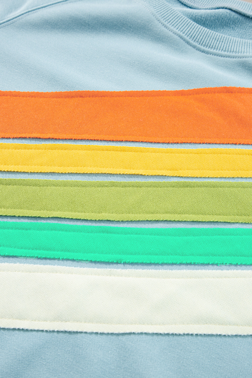 Rainbow Colorblock Striped Pullover Sweatshirt