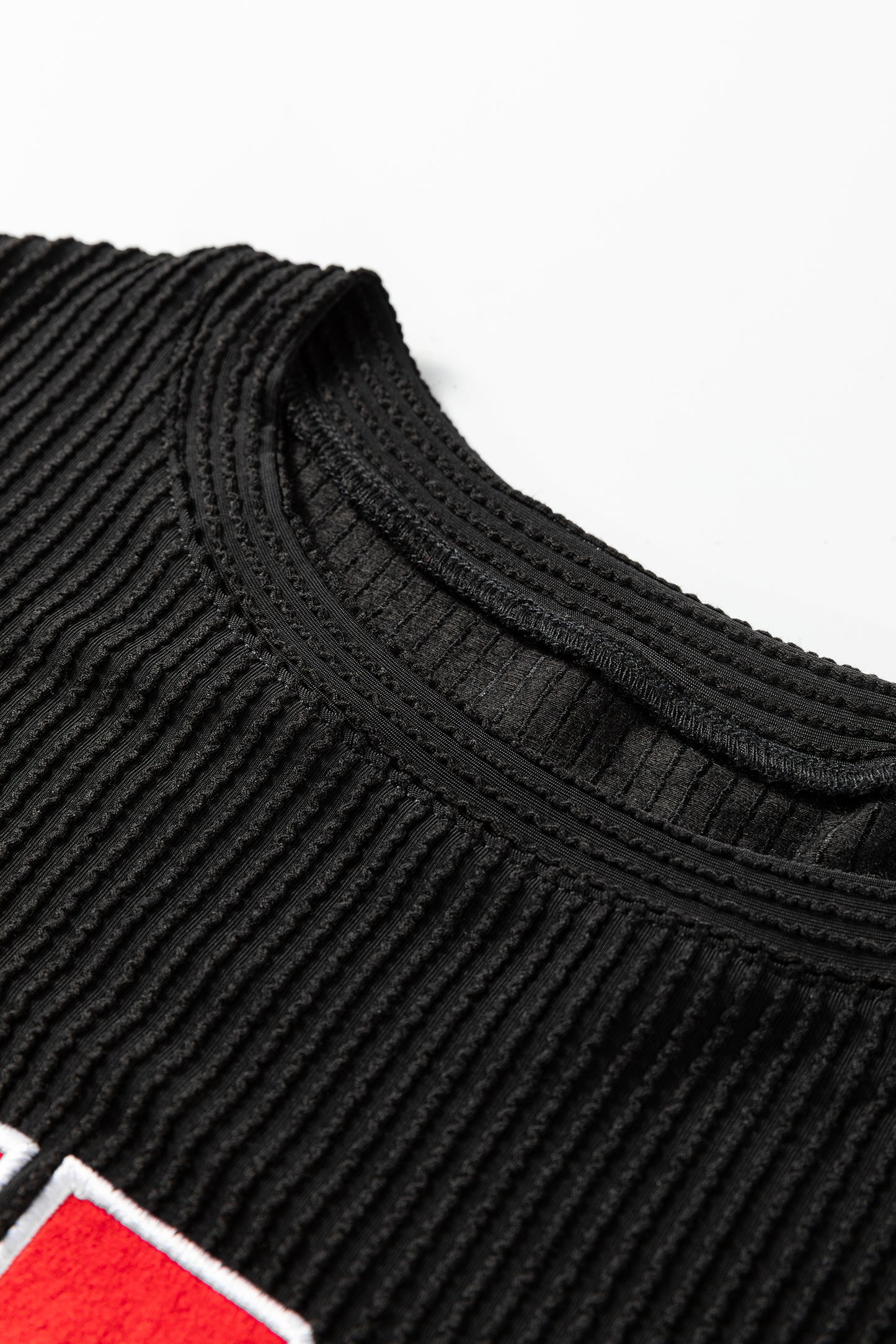 Evergreen Twisted Rib Outlined Merry Letter Graphic Loose Long Sleeve Top