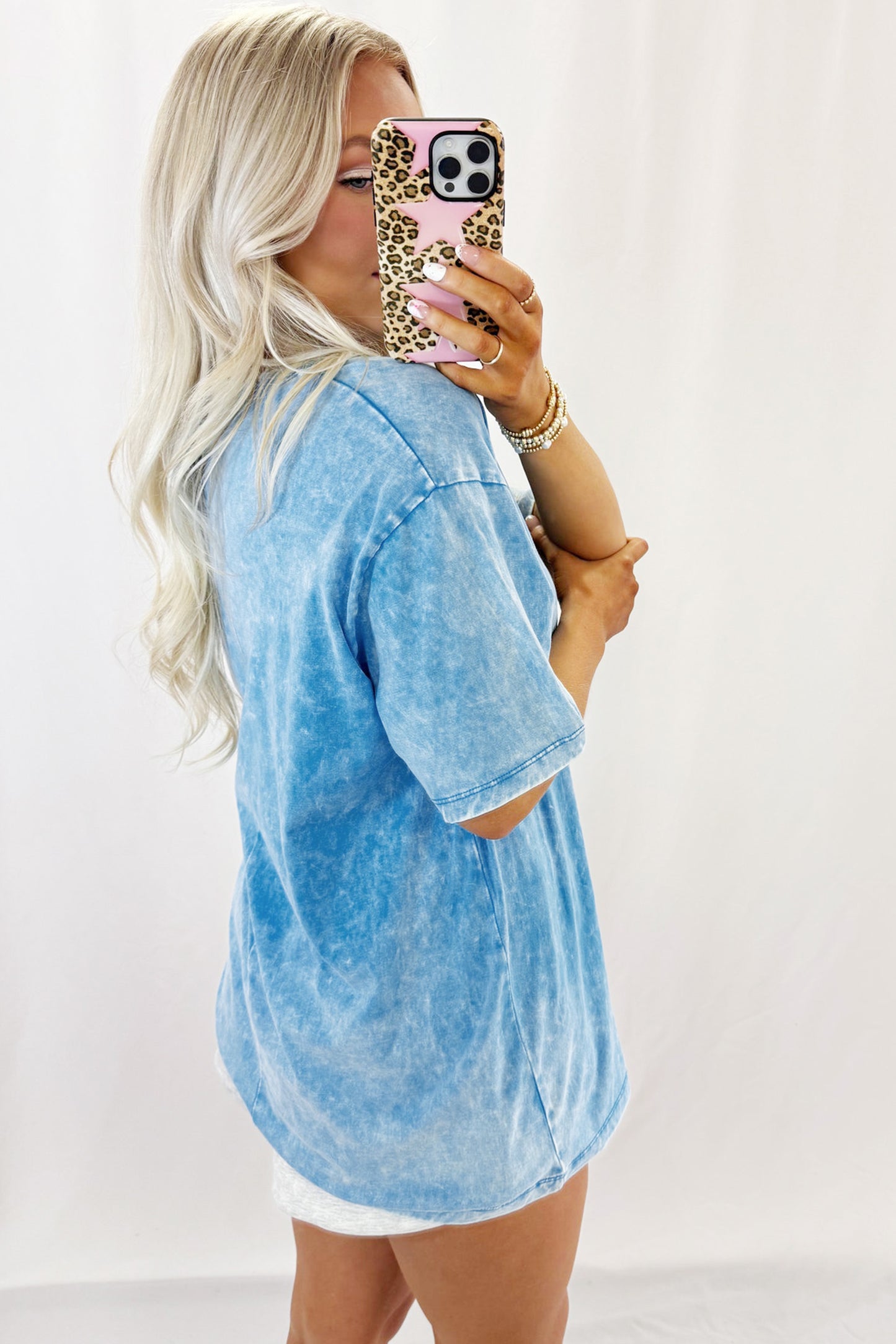 Mineral Wash Cotton Tee Oversized Casual Shift Top