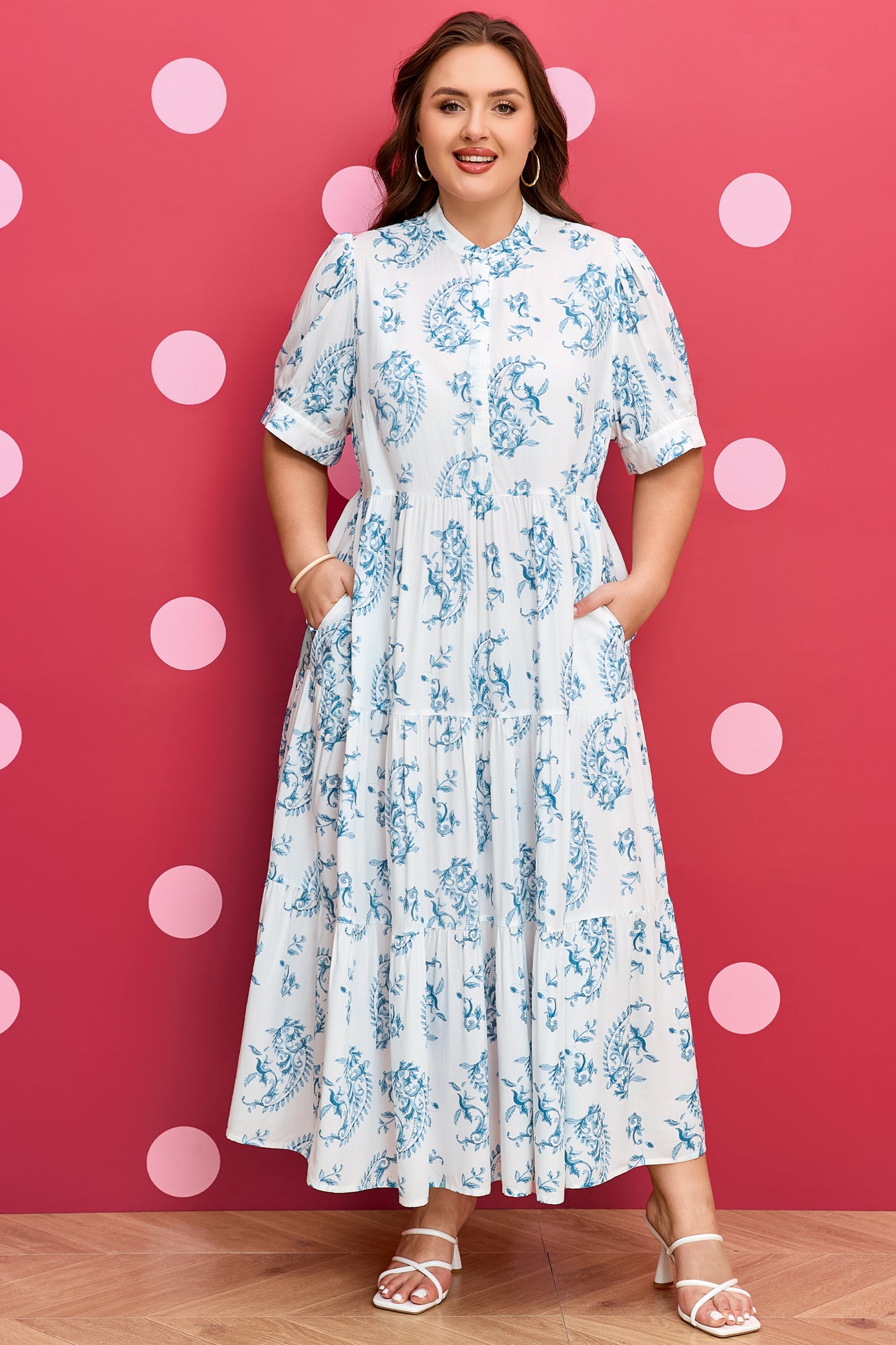 Plus Size Paisley Viscose Maxi Dress Boho Tiered Vacation