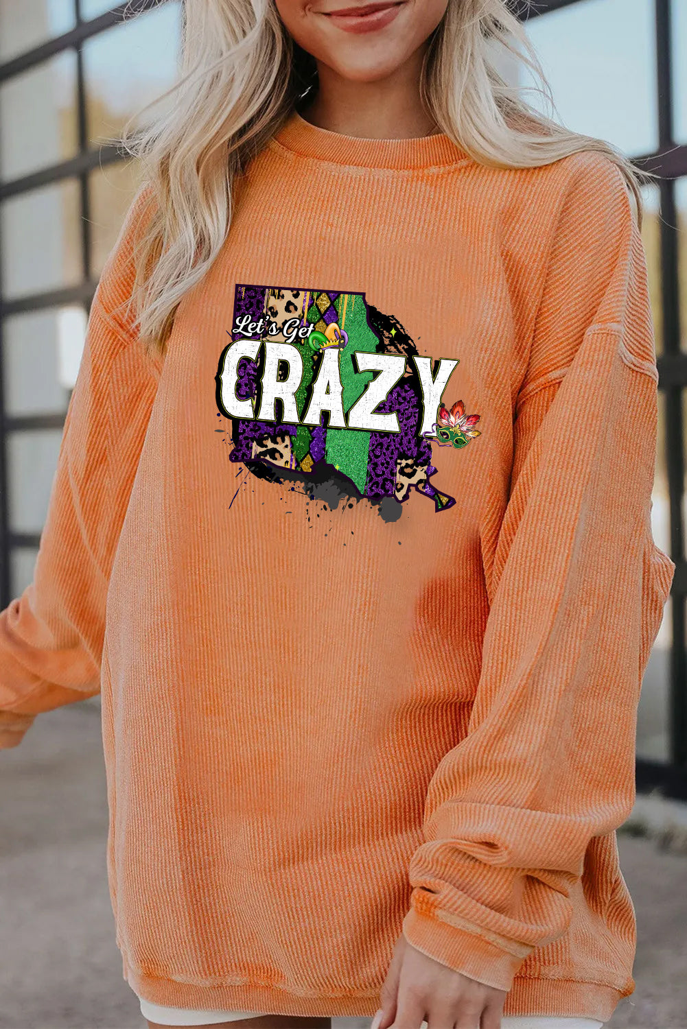 Mardi Gras Carnival Crazy Graphic Long Sleeve Tee