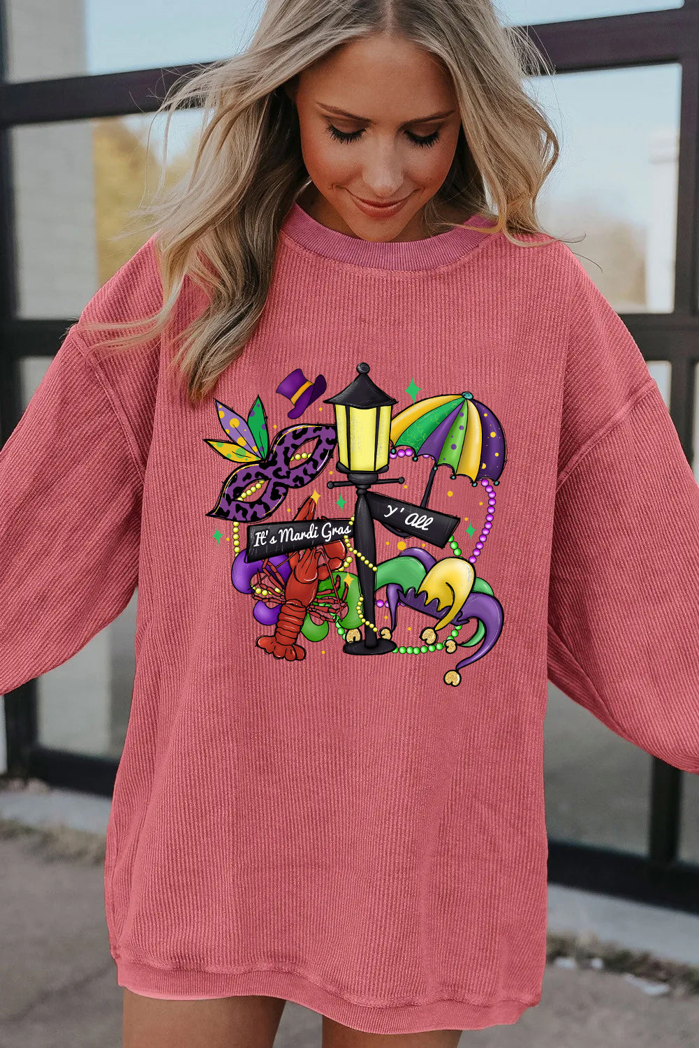 Mardi Gras Purple Green Gold Festive Graphic Pullover