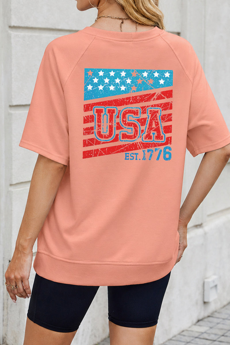 Oversized USA Back Print Fourth of July Tee
