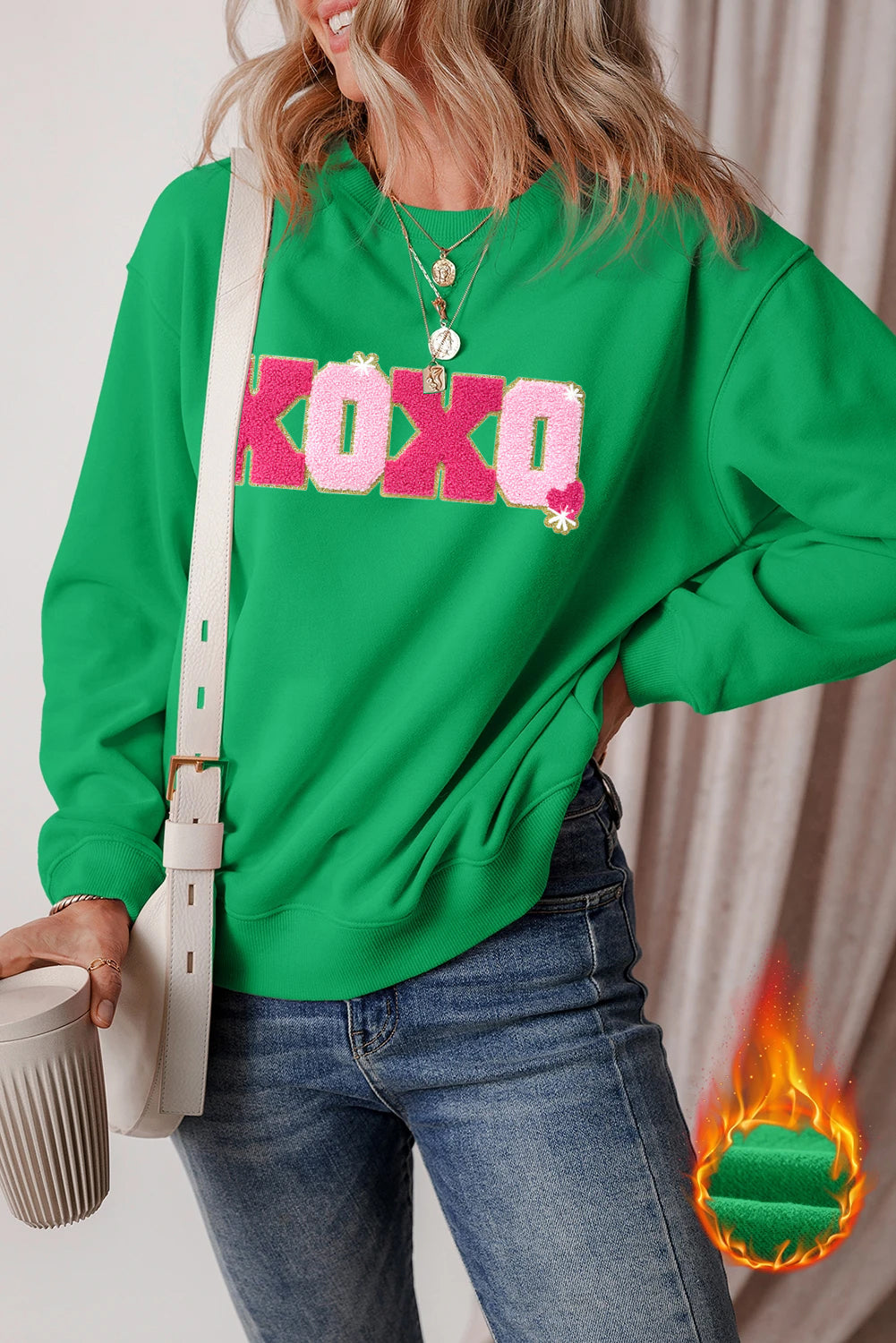 Valentine’s Day XOXO Glitter Graphic Sweatshirt