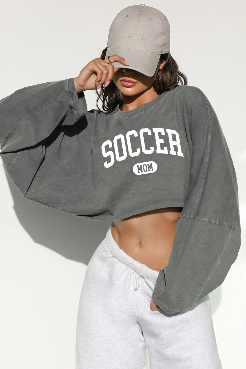 Soccer Mom Cropped Sweatshirt Women Pink Game Day Crop Top