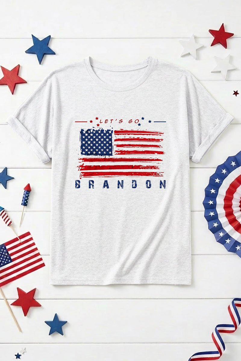 Patriotic Graphic Tee Oversized USA Flag Casual Top