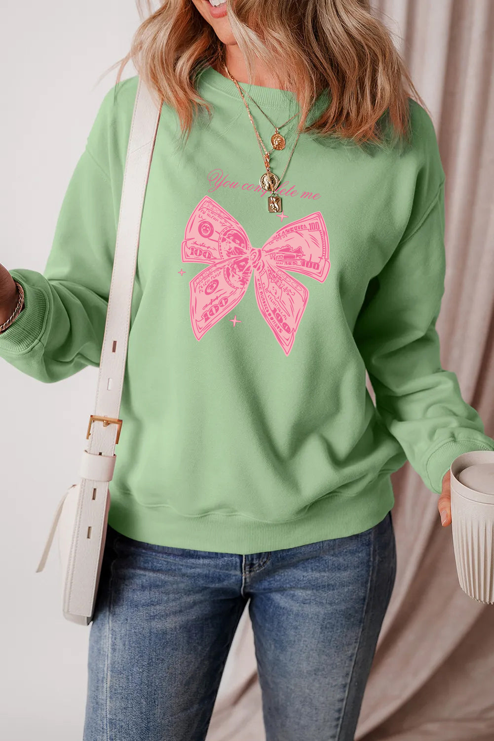 Valentine’s Day Money Bow Love Graphic Sweatshirt