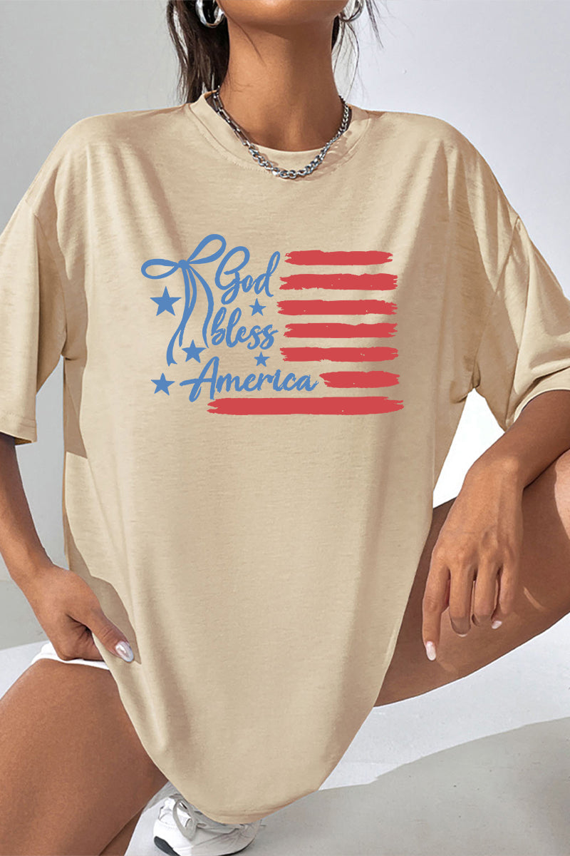 Flag Graphic Cotton T Shirt Casual Oversized USA