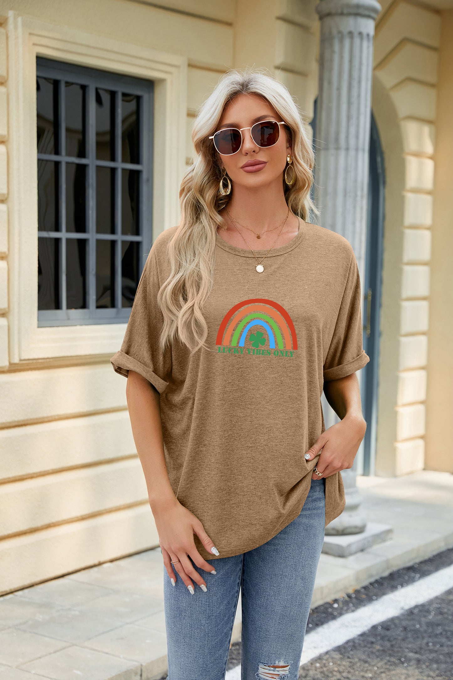 St Patrick’s Day Lucky Clover Rainbow Graphic Tee