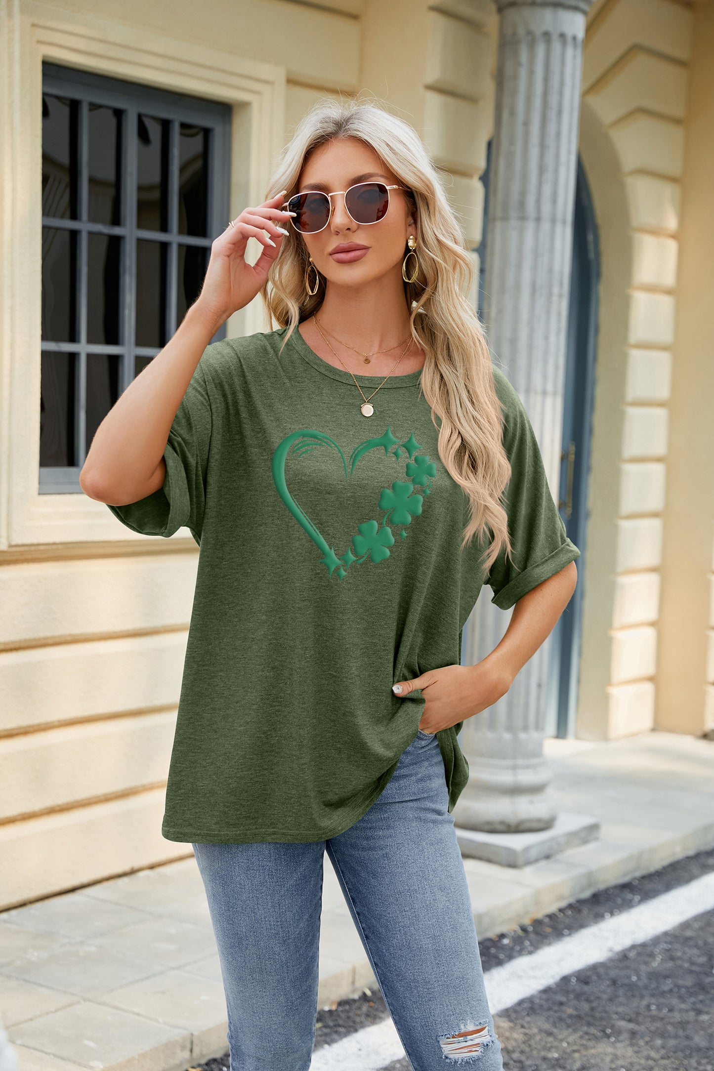 Saint Patrick’s Day Shamrock Heart Graphic Tee