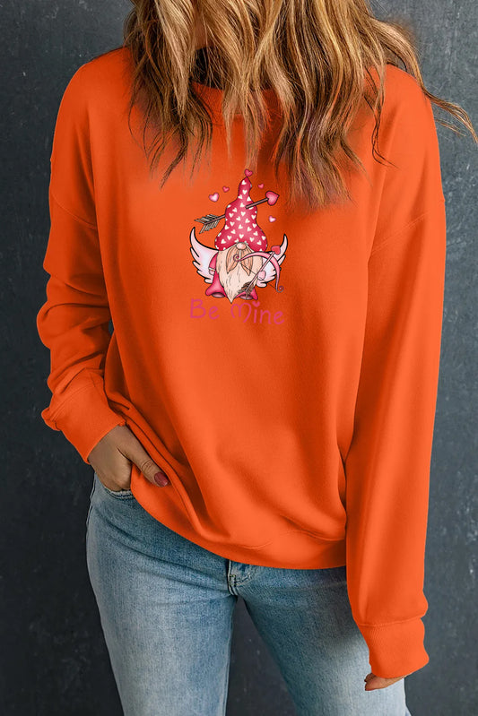 Valentine’s Day “Be Mine” Cupid Graphic Oversized Sweatshirt