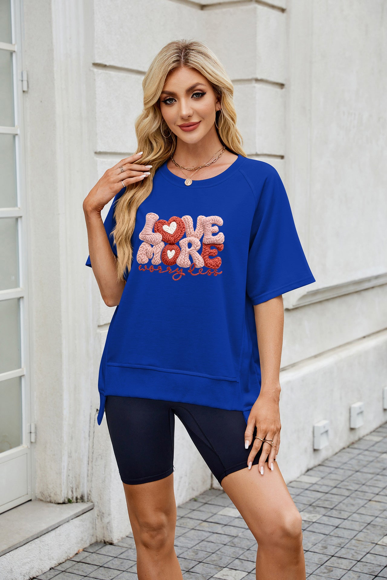 Valentine's Day Love More Heart Graphic Relaxed Tee(Not Embroidery)