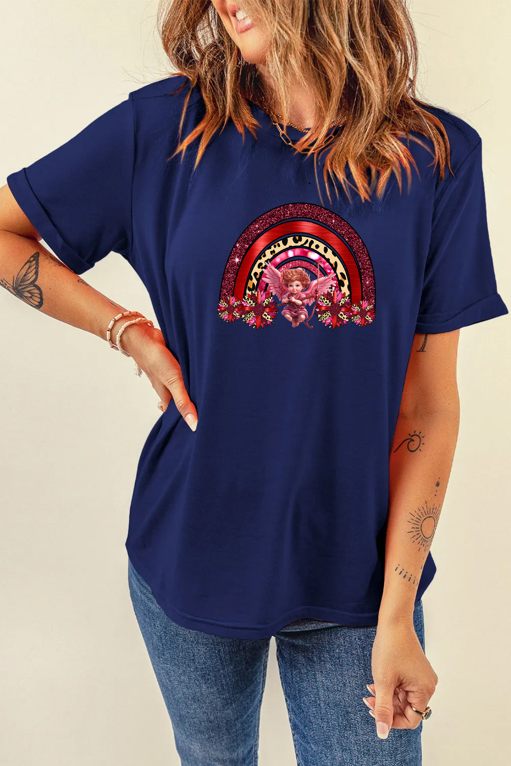 Valentine’s Day Cupid Rainbow Graphic T Shirt