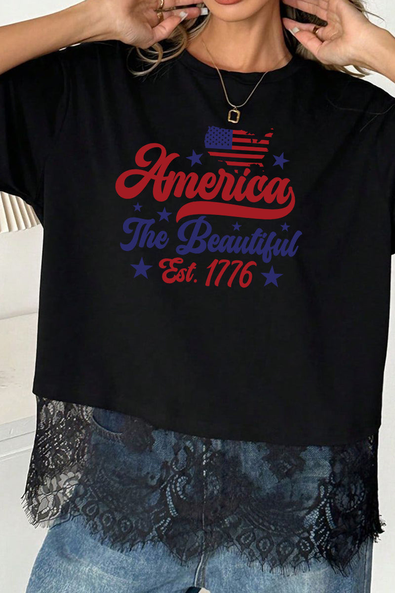 America The Beautiful Tee Patriotic 4th July Top
