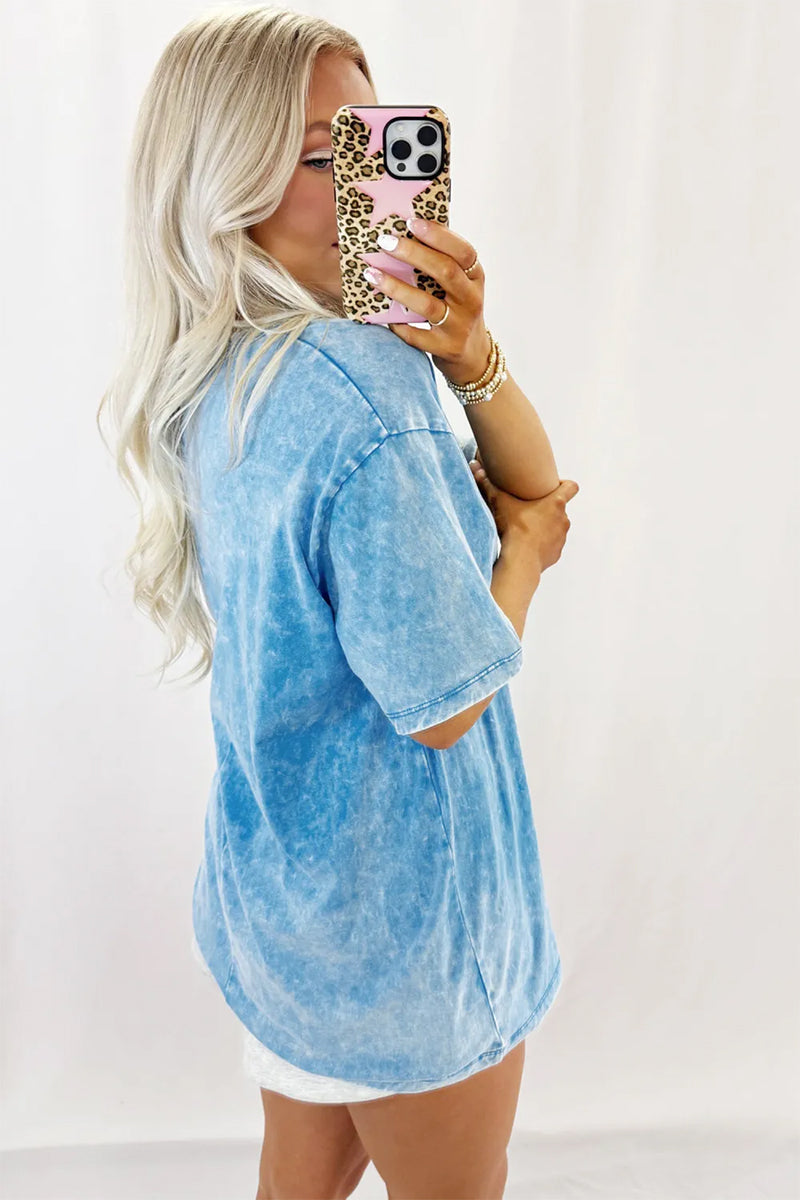 1776 Mineral Wash Graphic Tee Oversized Patriotic Vintage