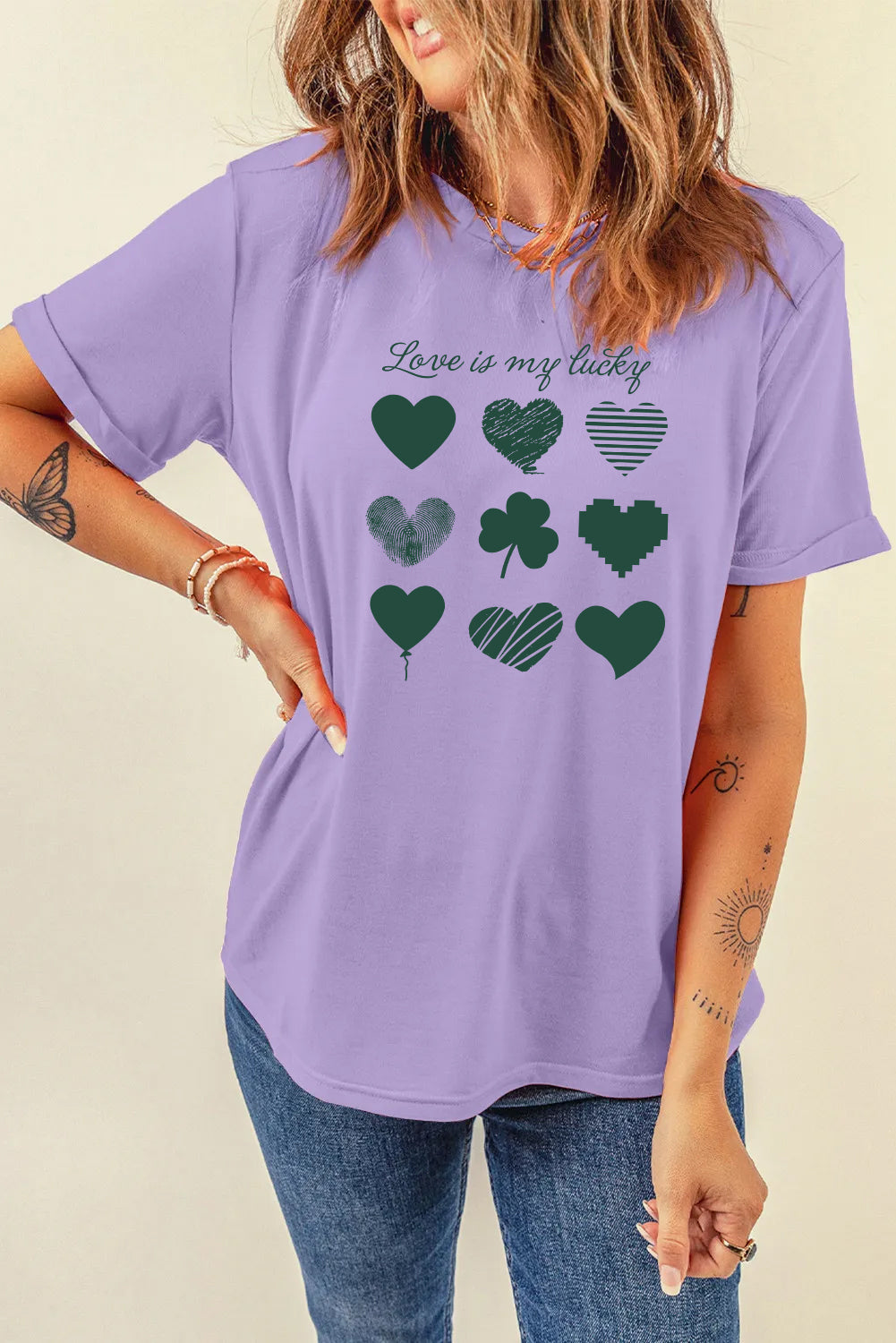 St Patricks Day Love Shamrock Heart Graphic T-Shirt