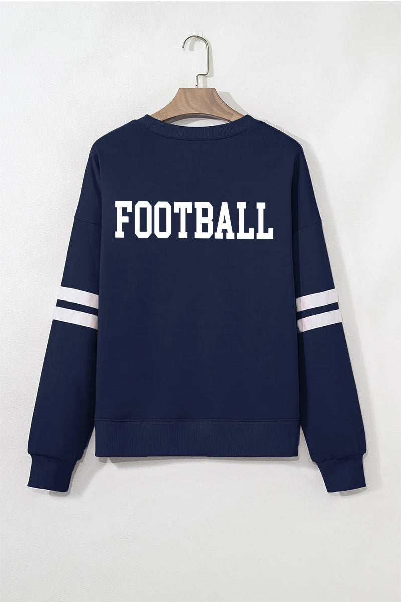 Graphic Cotton Sweatshirt GameDay Oversized Drop-Shoulder Striped