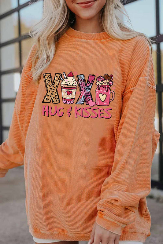 Valentine’s Day XOXO Hug Kisses Graphic Sweatshirt