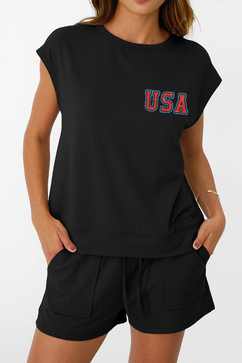 Minimal USA Graphic Two Piece Lounge Set