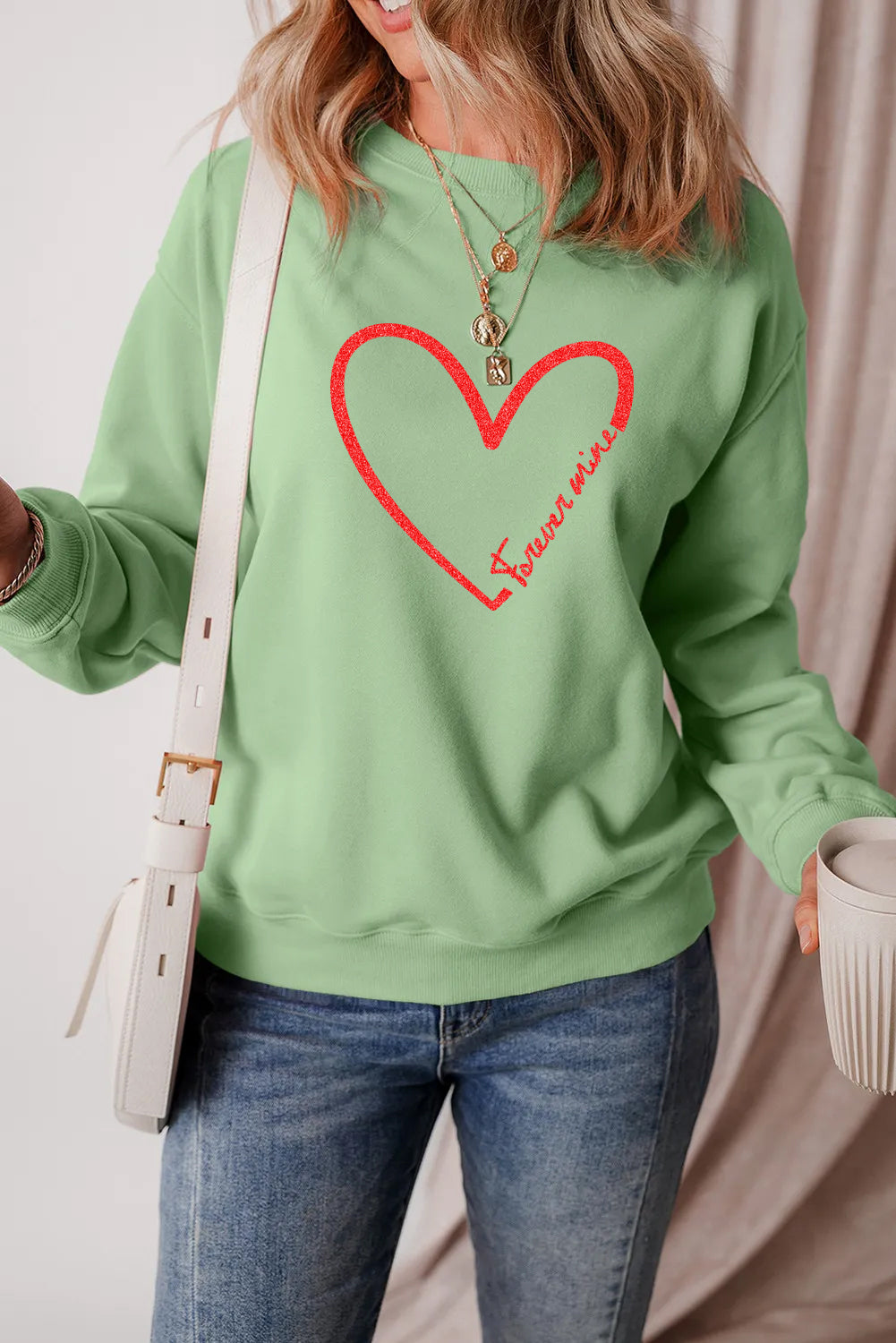 Valentine’s Day Forever Mine Heart Graphic Sweatshirt