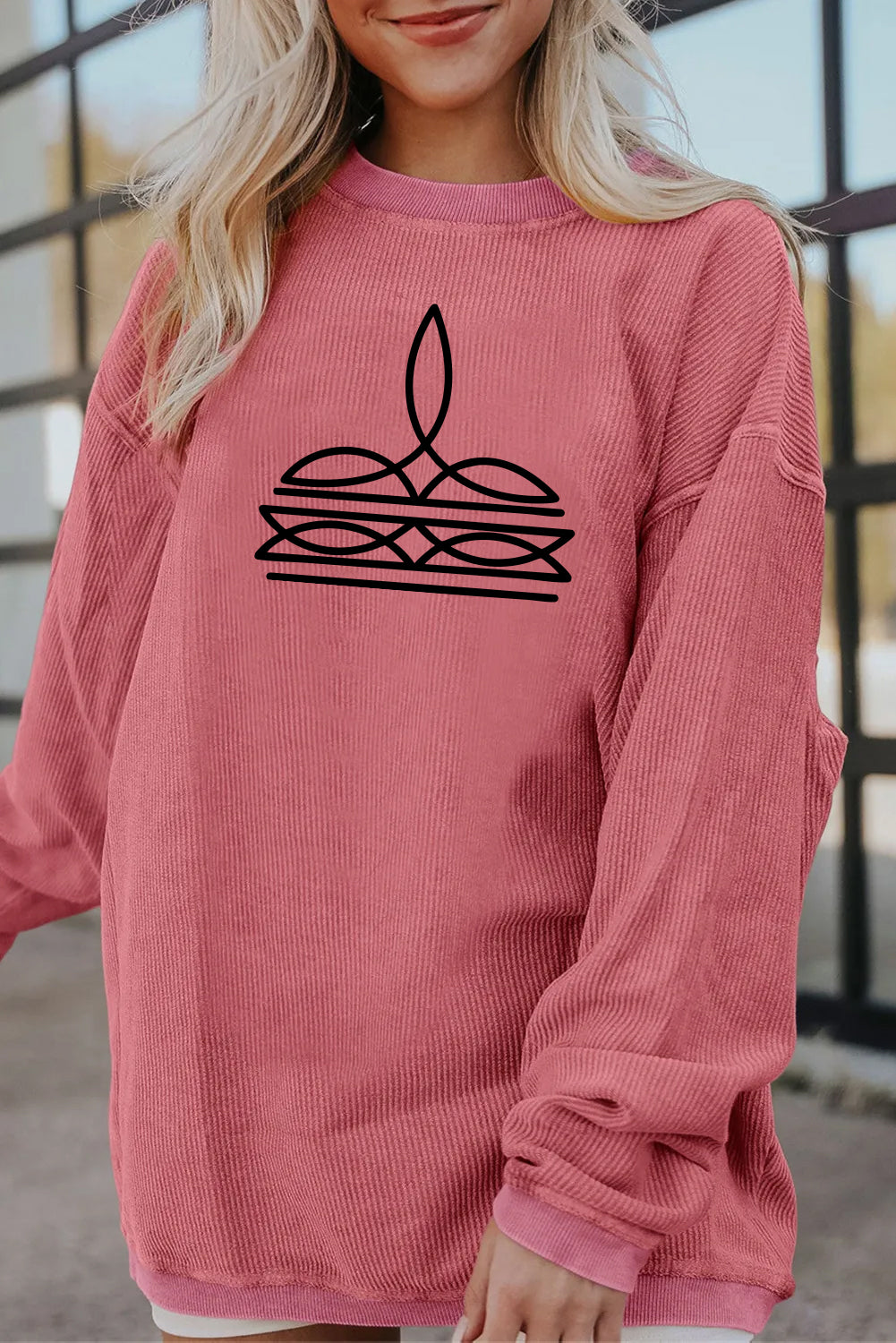 Western Minimal Line Art Casual Sweatshirt