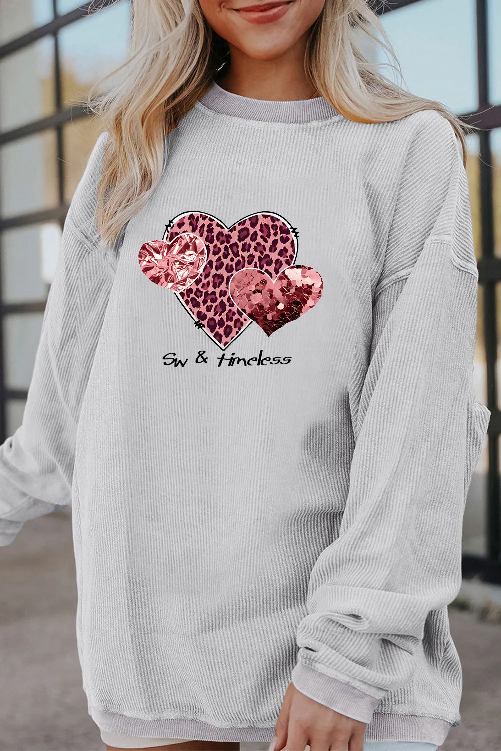 Valentine’s Day Leopard Heart Love Graphic Sweatshirt