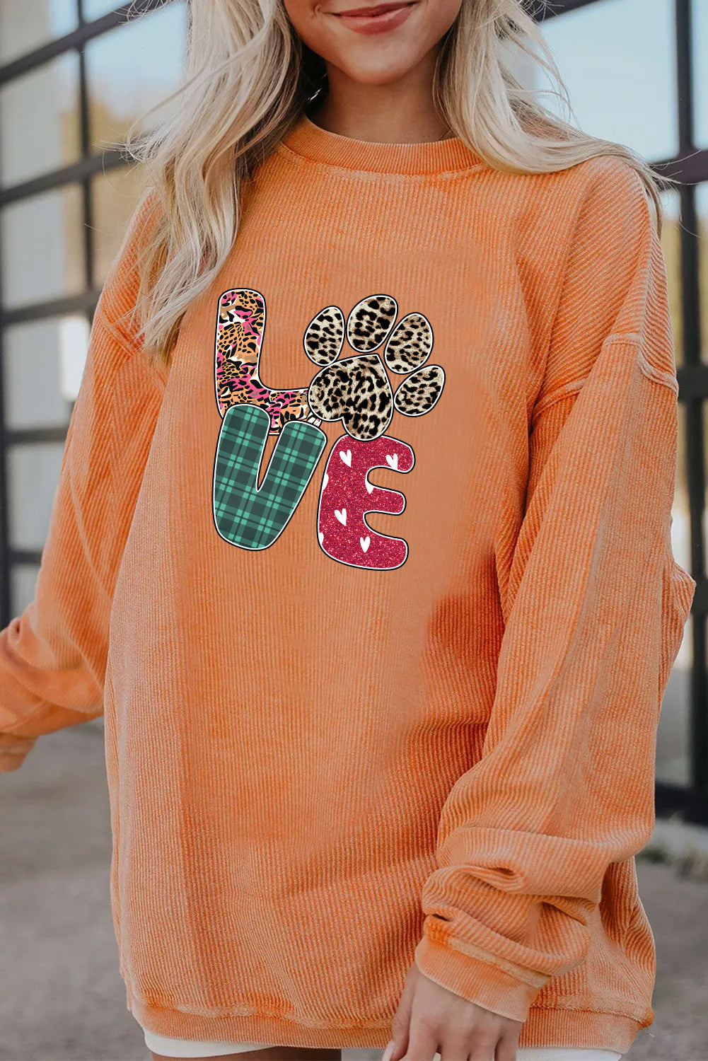 Valentine’s Day Paw Print LOVE Dog Lover Graphic Sweatshirt