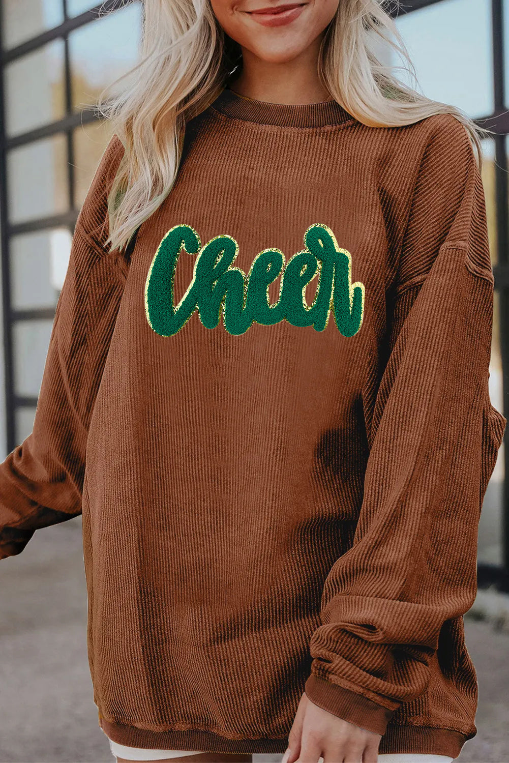 Saint Patrick’s Day Green Sequin Cheer Graphic Sweatshirt