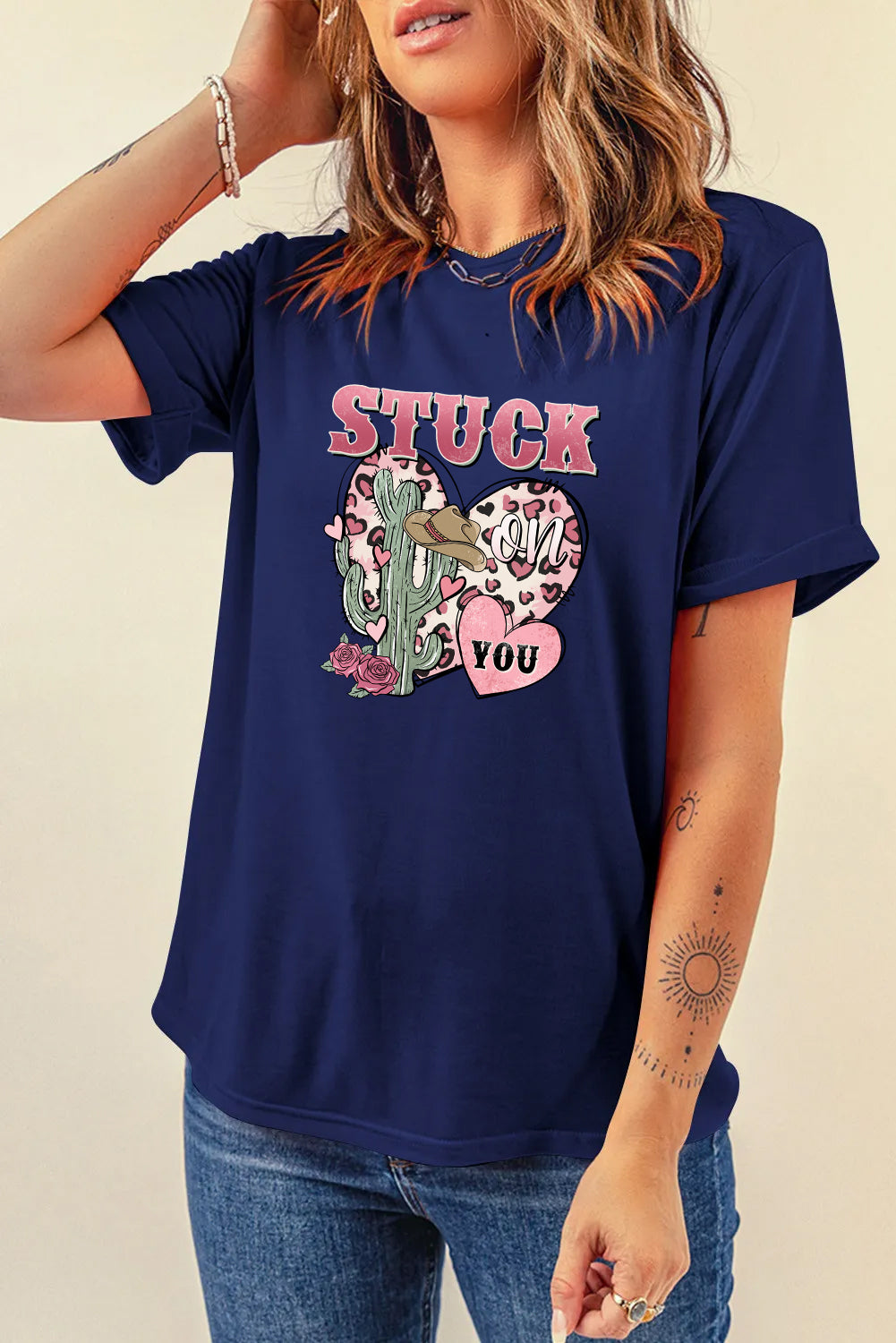 Valentine’s Day Stuck On You Cowgirl Graphic Tee