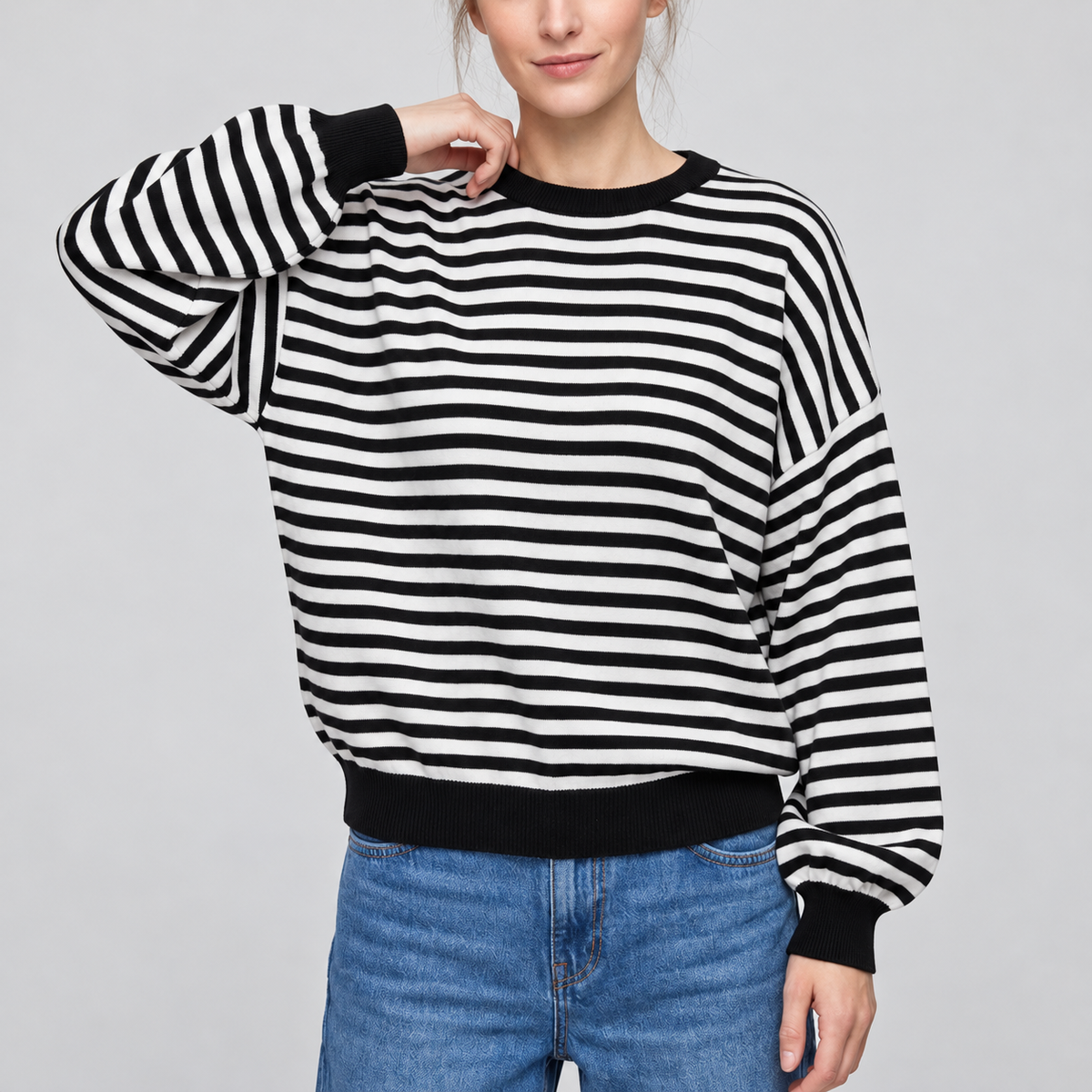 Oversized Striped Cutout Back Pullover Sweater