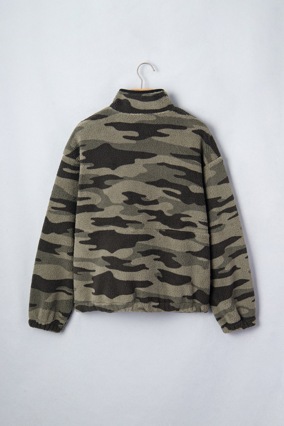 Multicolour Camouflage Fleece Half Zip-Up Long Sleeve Pocket Sweatshirt