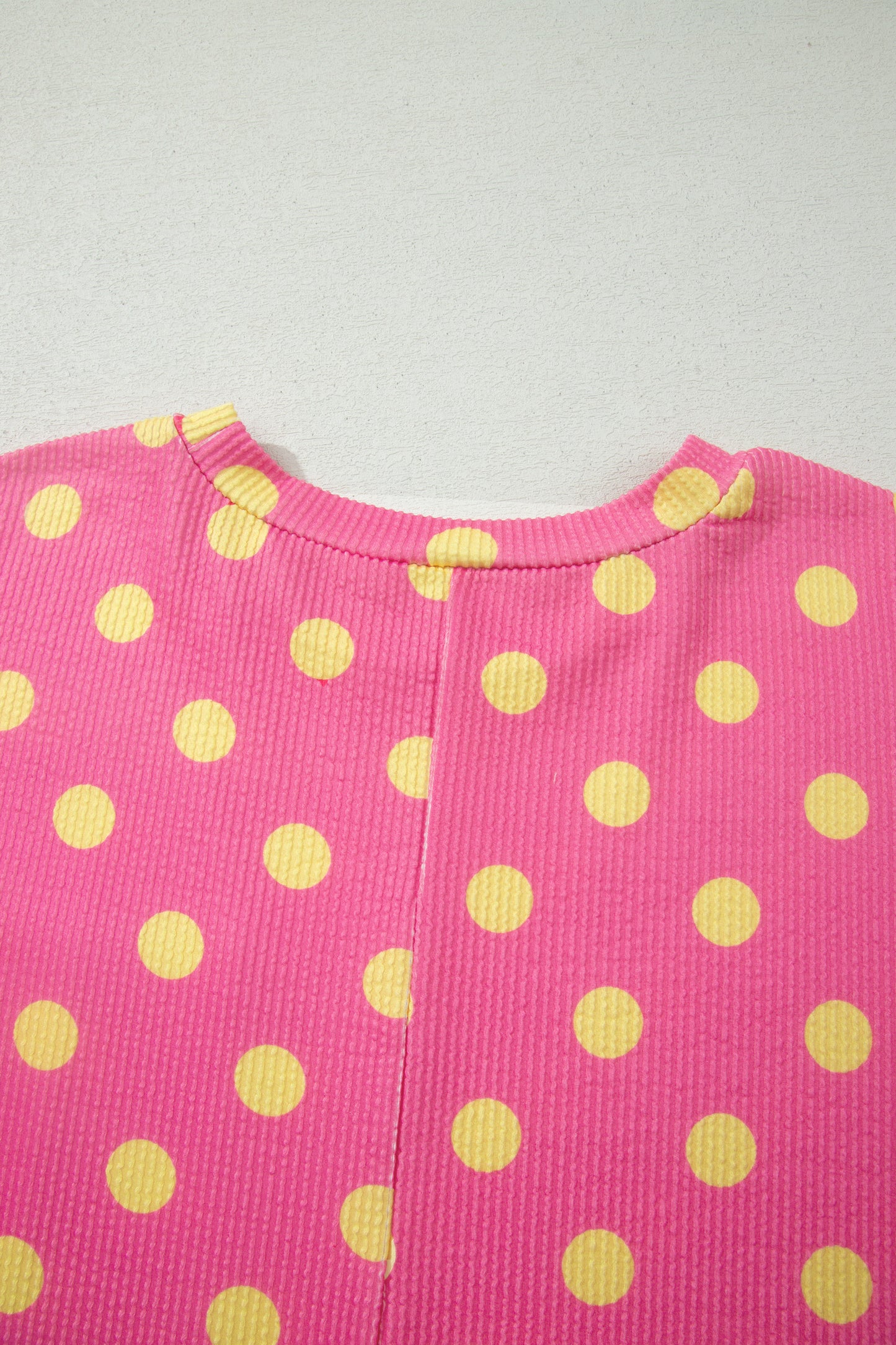 Polka Dot Waffle Knit Plus Size Pocket Top