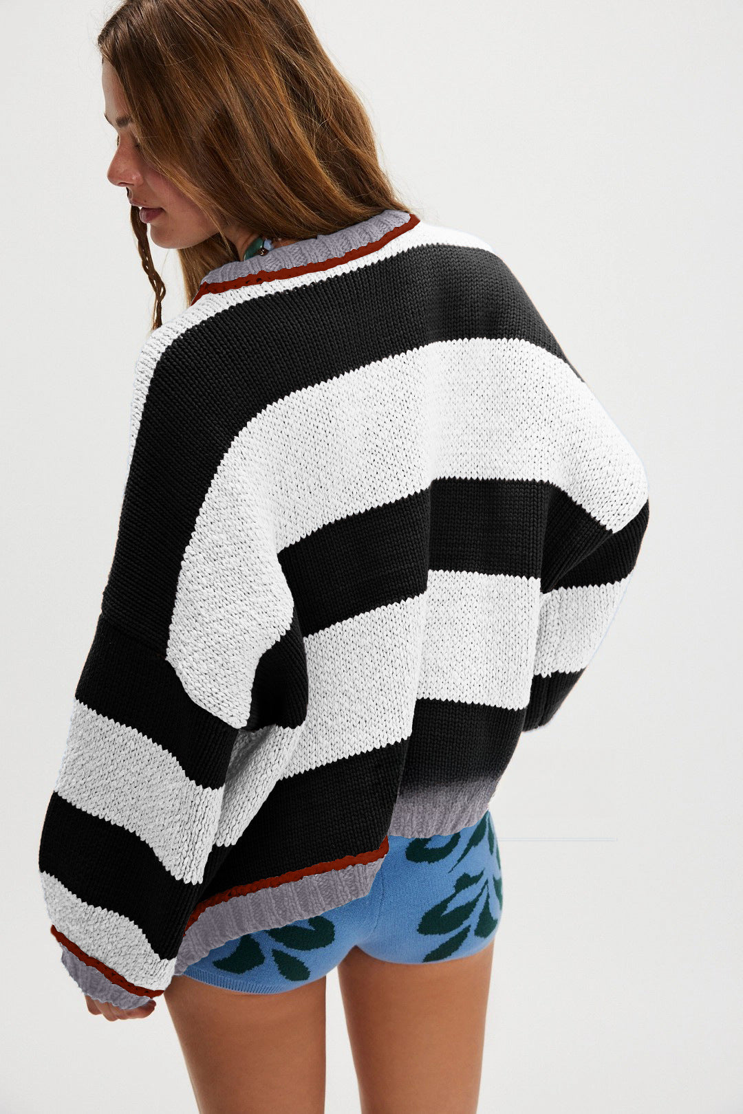 Colorblock Striped Knit Sweater | Oversized Pullover Top