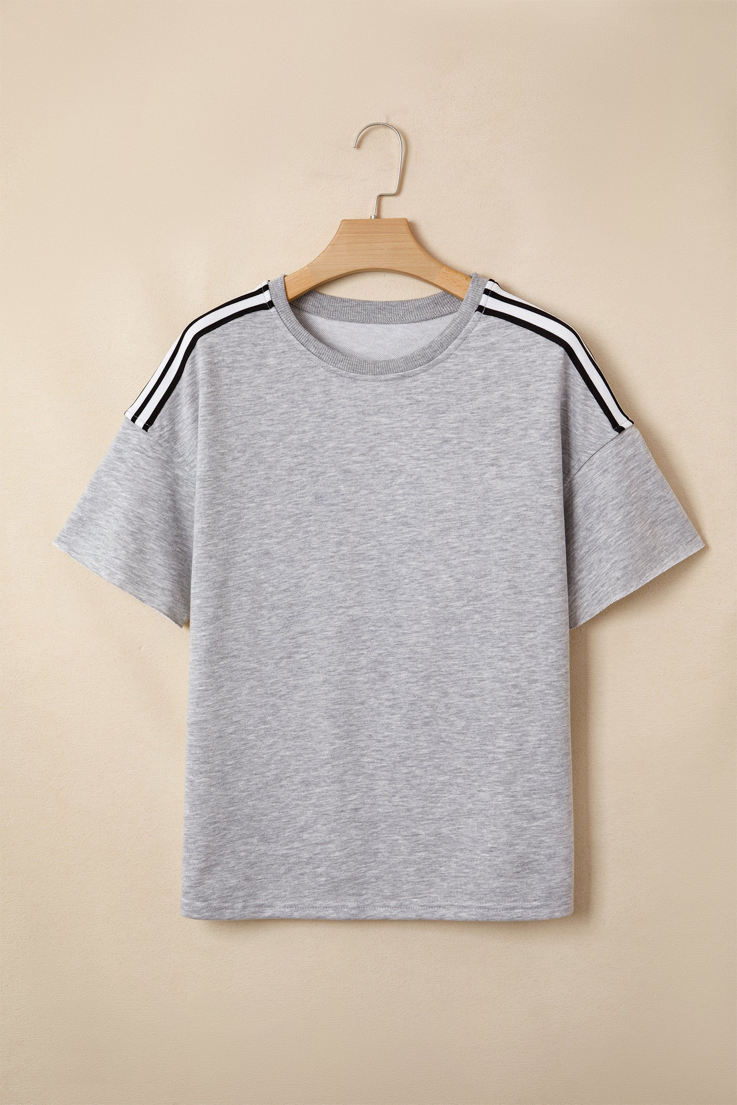 Patchwork Blend Tee Casual Oversized Striped Sleeve Top