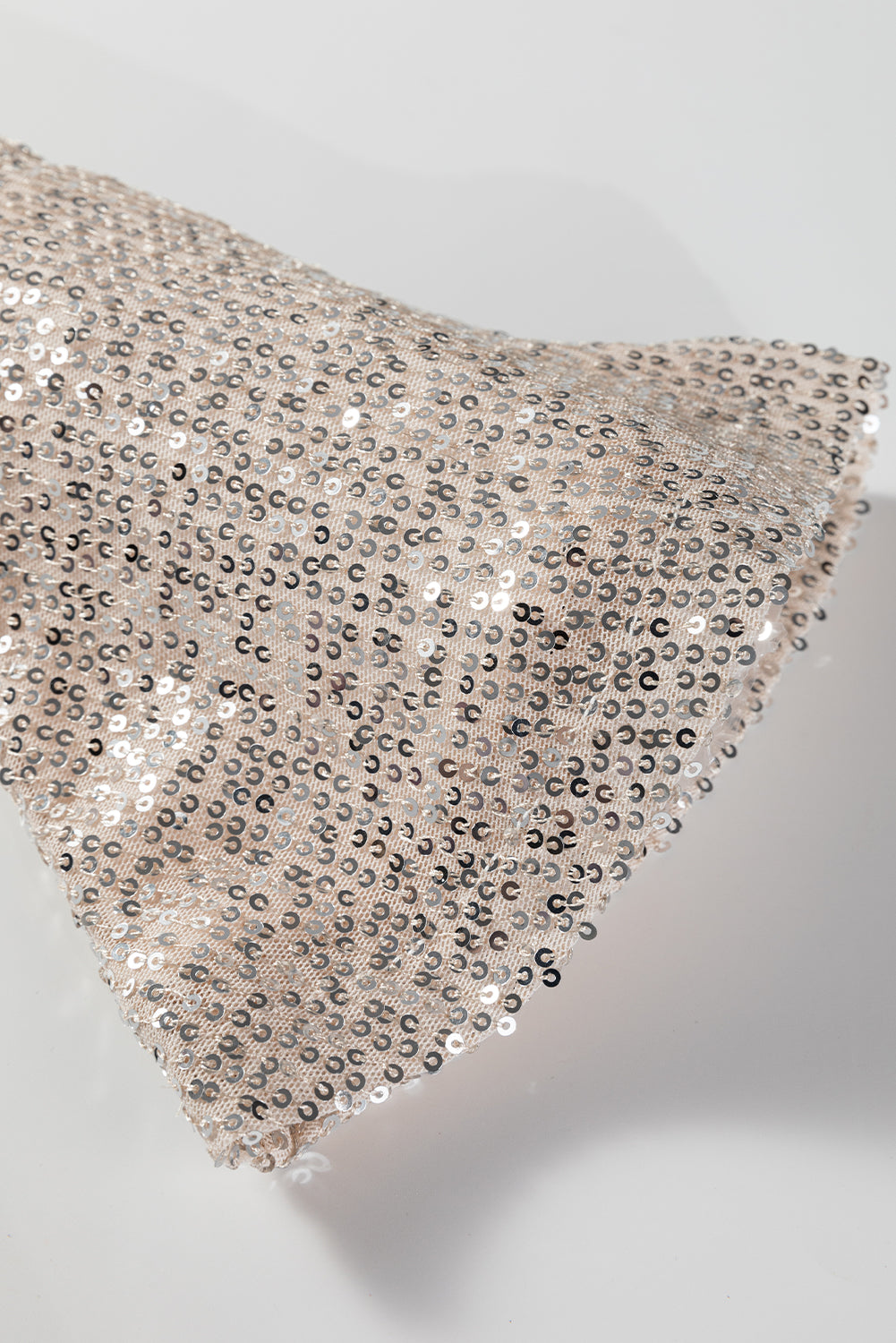 Black Sequin Mock Neck Drape Open Back Bell Sleeve Top