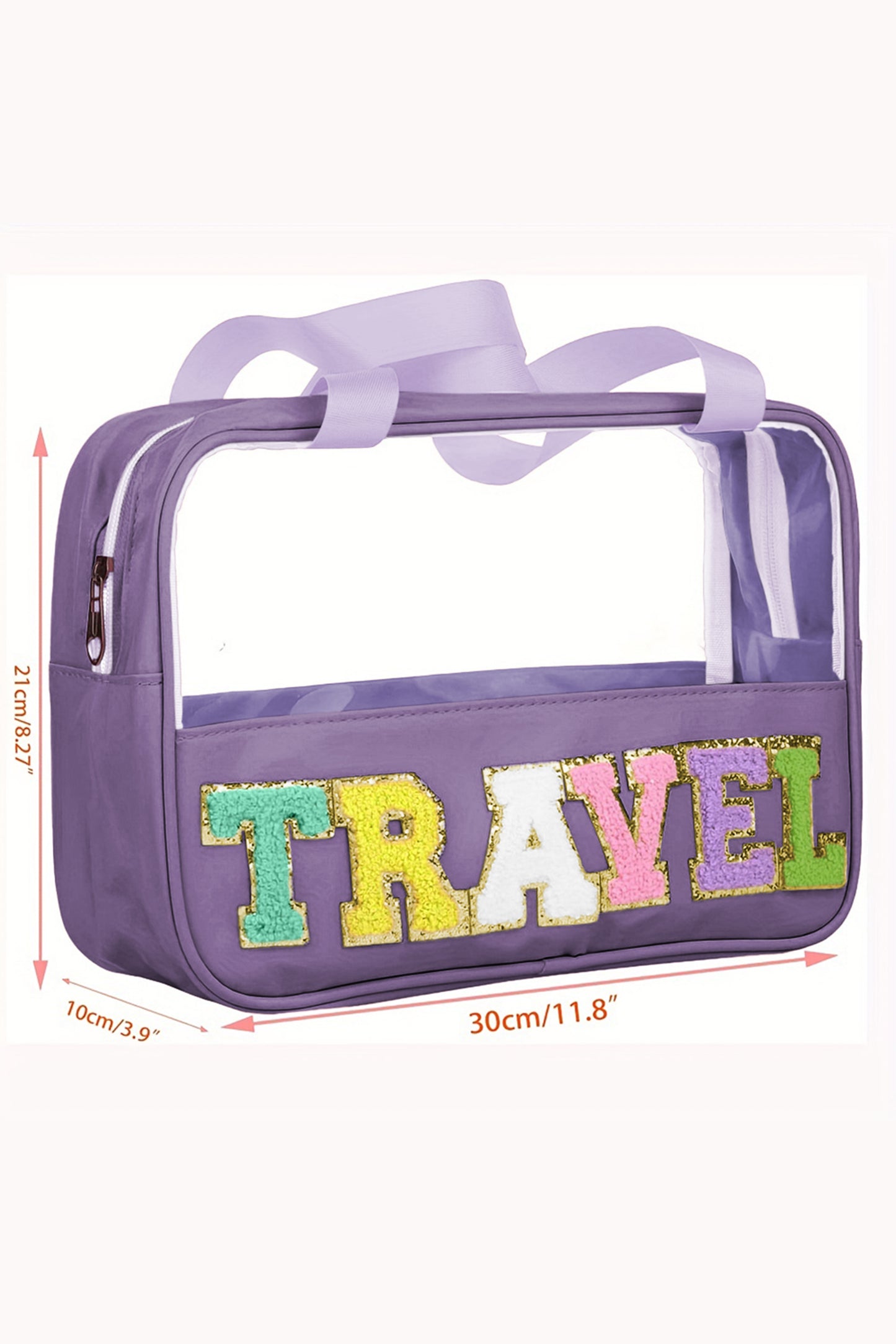 Parchment TRAVEL Chenille Letter Clear PVC Makeup Bag