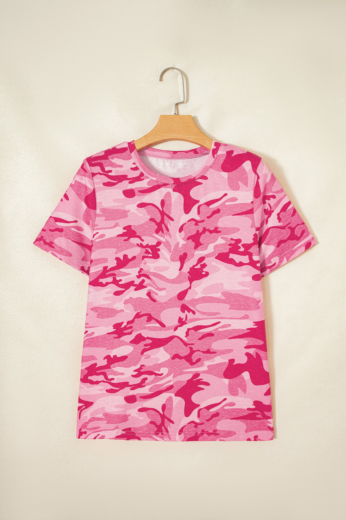 Green Camouflage Print Crew Neck T Shirt