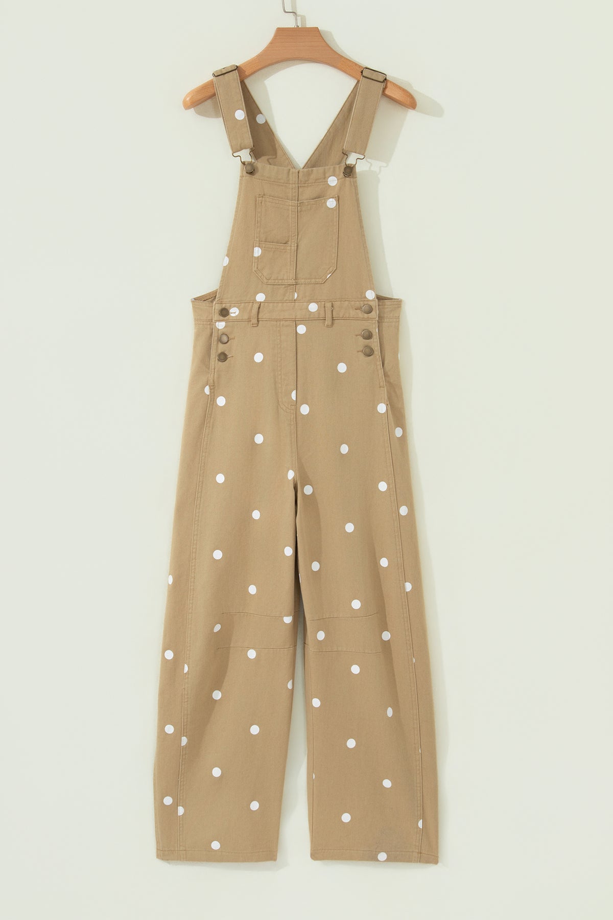 Jet Stream Polka Dot Print Bib Pocket Denim Barrel Overalls Jumpsuit
