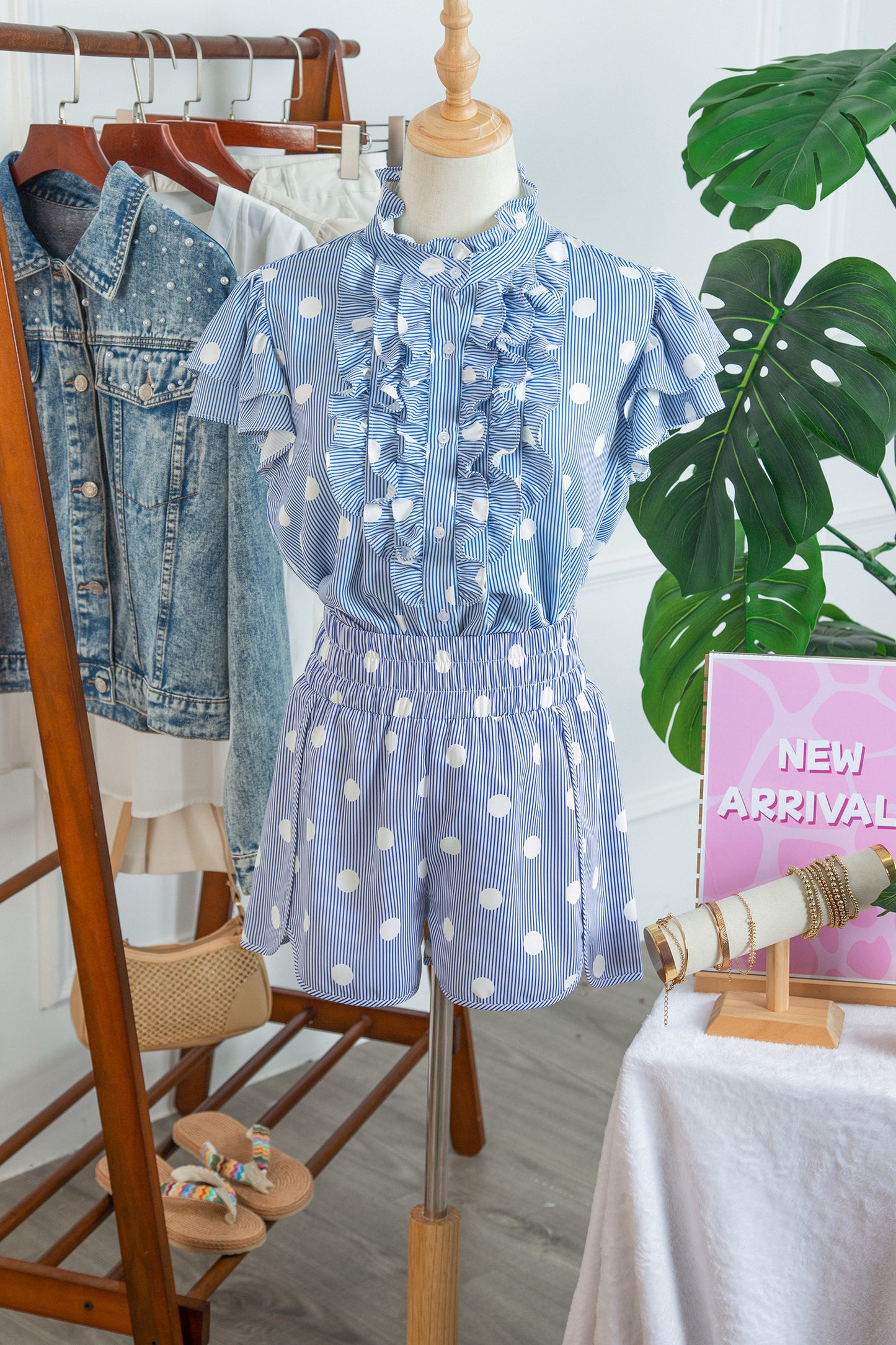 Polka Dot Polyester Shorts Casual Summer Beachwear
