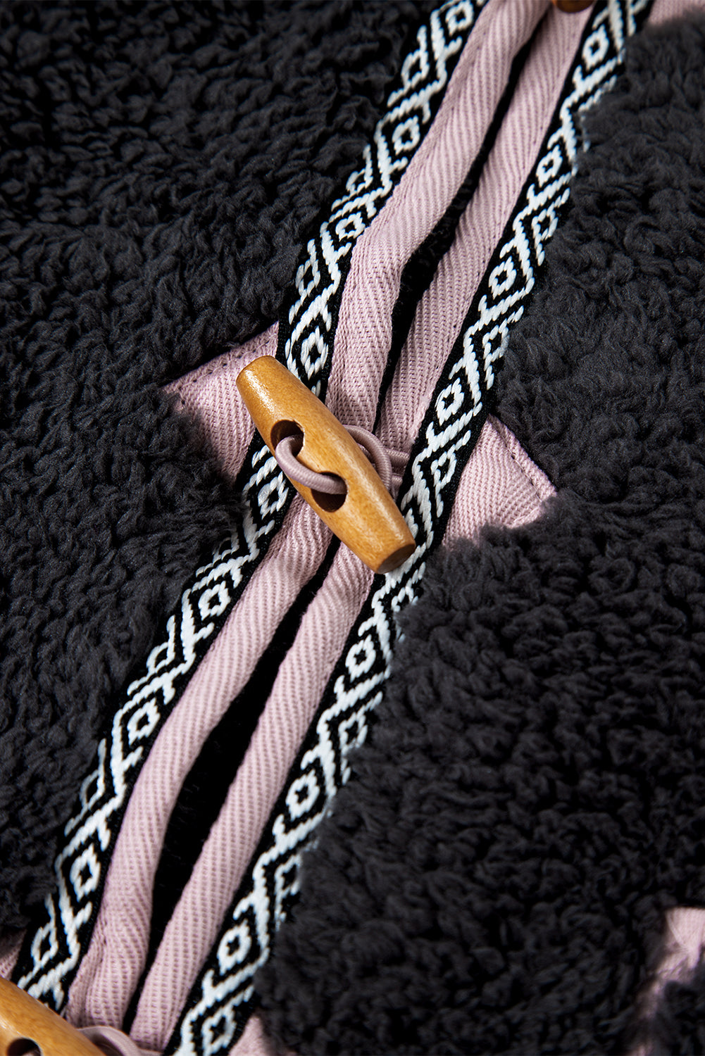 White Sherpa Contrast Trim Patch Pocket Cartridge Toggle Button Vest